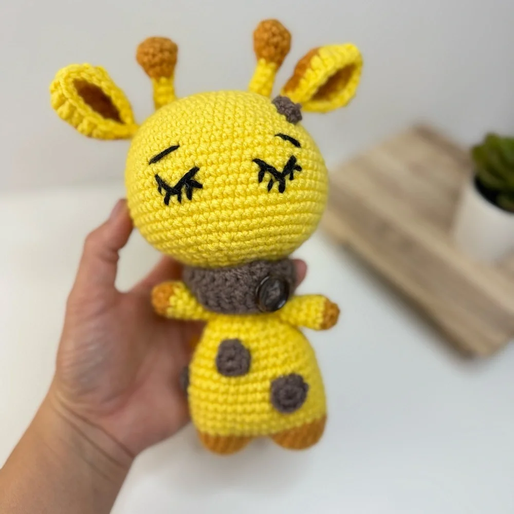 Sleeping Baby Giraffe Handmade Crochet Amigurumi - Picture 2 of 9